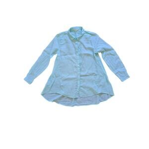 Eileen Fisher Organic Irish Linen Button Front Flare Tunic Top Long Shirt Size S